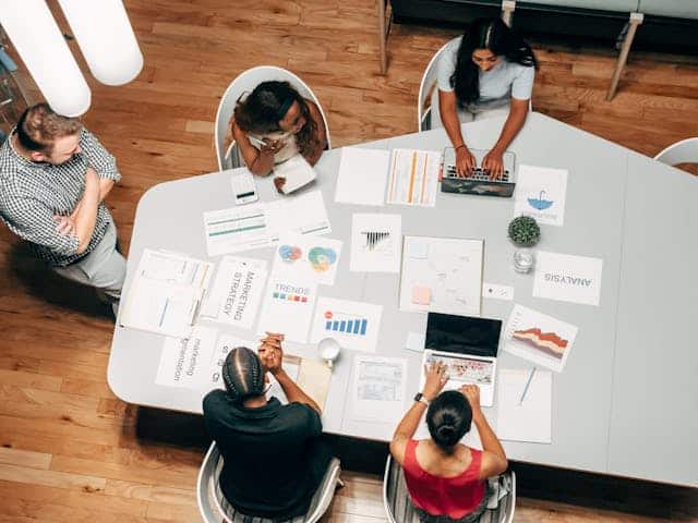 team creating marketing strategy